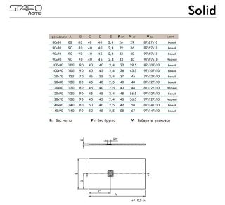 Душевой поддон Starohome Solid 1237480 120x80см серый матовый Душевой поддон Starohome Solid 1237480 120x80см серый матовый