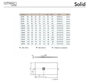 Душевой поддон Starohome Solid 1237833 140x80см серый матовый