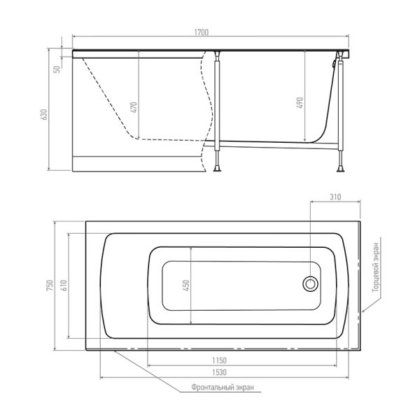 Акриловая ванна Timo Ritta RITTA1775 170x75 см