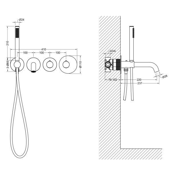 Смеситель встраиваемый для ванны с душем Timo Saona 2324/00YSM с термостатом хром Смеситель встраиваемый для ванны с душем Timo Saona 2324/00YSM с термостатом хром
