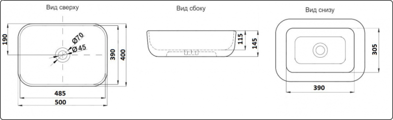 Раковина CeramaLux  D1302H011 белая 50 см