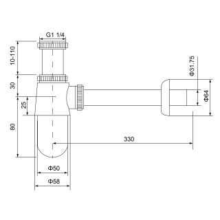 Сифон для раковины Timo 960/03L чёрный Сифон для раковины Timo 960/03L чёрный