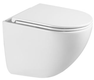 Подвесной унитаз Lemark Glazer 9614003 безободковый с сиденьем микролифт белый глянец