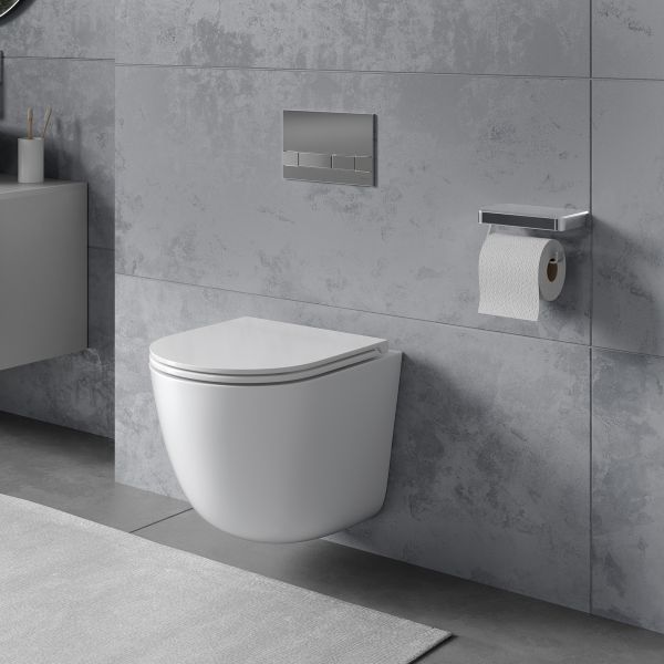 Подвесной унитаз Lemark Glazer 9614003 безободковый с сиденьем микролифт белый глянец