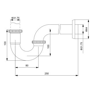 Сифон для раковины Timo хром 961/00L Сифон для раковины Timo хром 961/00L