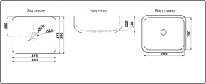 Раковина CeramaLux  D1303H004  черная 39 см