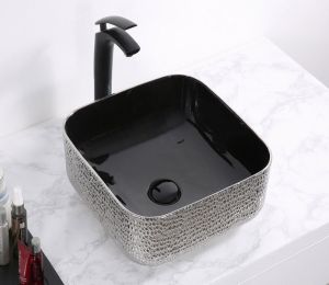 Раковина CeramaLux  D1303H020 черно-серая 39 см