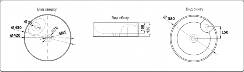 Раковина CeramaLux  D1306H004 черная 43 см
