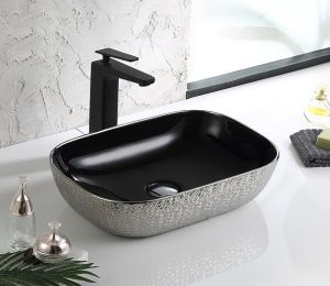 Раковина CeramaLux  D1333H022 черно-серая 46 см