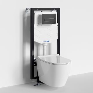 Система инсталляции с унитазом WasserKRAFT Vils 56TLT.010.ME.MB03.H002 кнопка смыва чёрный матовый