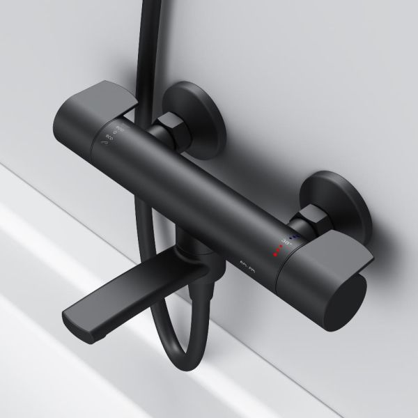 Смеситель для ванны и душа с термостатом Am.Pm X-Joy F85A50022 чёрный Смеситель для ванны и душа с термостатом Am.Pm X-Joy F85A50022 чёрный