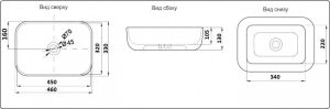Раковина CeramaLux   D1333H131 бело-серая 46 см