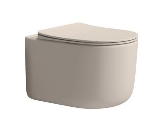 Подвесной унитаз Boheme Flow LATTE SOFT с крышкой бежевый матовый