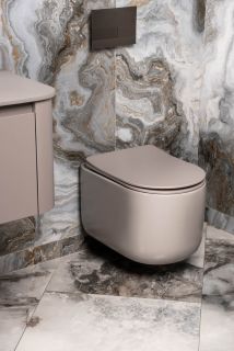 Подвесной унитаз Boheme Flow LUNA с крышкой бежевый матовый