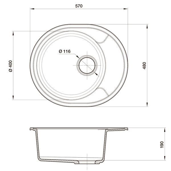 Мойка кухонная Reflexion Allonge 58-WH RF0658WH белый
