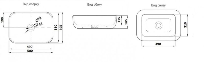 Раковина  CeramaLux K397G124 серая 50 см