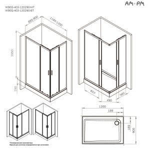 Душевой уголок Am.Pm Gem W90G-403-120290-MT 120x90 см без поддона хром матовый