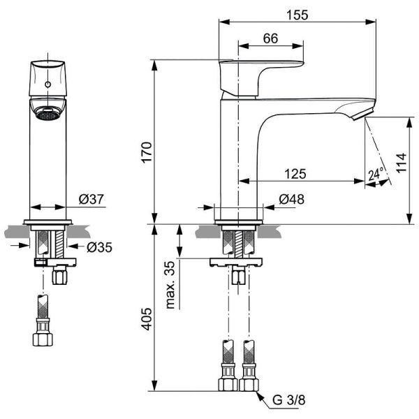 Смеситель для раковины Ideal Standard Connect Air Grande A7015AA хром