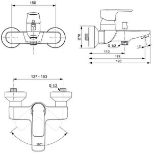 Смеситель для ванны Ideal Standard Connect Air A7033AA хром
