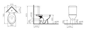 Унитаз напольный Vitra Arkitekt 9754B003-7201 угловой c микролифтом