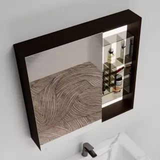 Зеркальный шкаф Black&White 929.MС800 тёмное дерево левый 75 см