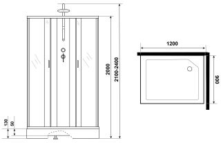 Душевая кабина Niagara NG-43295-14QBKTG с гидромассажем 120x90см серебро/матовое