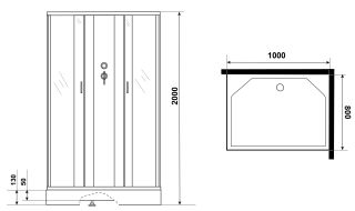 Душевая кабина Niagara NG-43085-14QBK 100x80см серебро/матовое