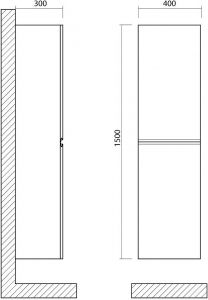 Шкаф подвесной Art&Max Bianchi 40x150см серый матовый AM-Bianchi-1500-2A-SO-GM