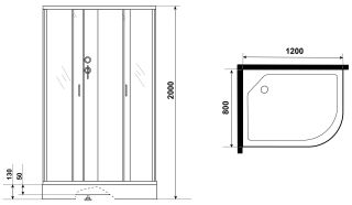 Душевая кабина Niagara NG-3512-14LBK 120x80см серебро/тонированное