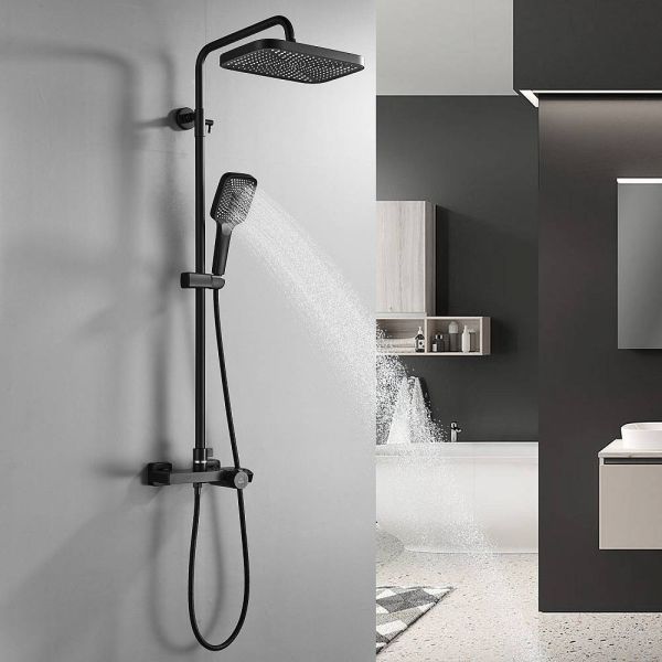 Душевая стойка Rose R1896H-6 с термостатом чёрный матовый Душевая стойка Rose R1896H-6 с термостатом чёрный матовый