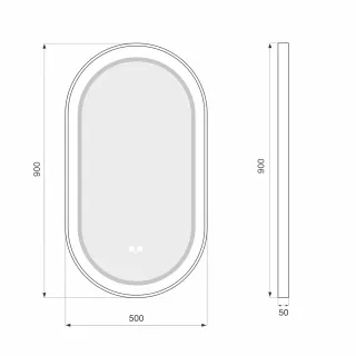 Зеркало с подсветкой Azario Джоли АZ-LED012525 50 см чёрный матовый