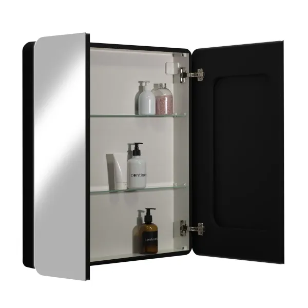 Зеркало-шкаф Reflexion Black 76 RF2002BL с  подсветкой 76х85