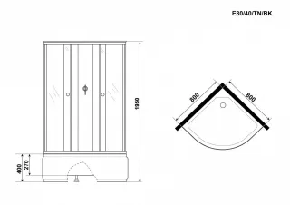 Душевая кабина Niagara Eco E80/40/TN/BK 80x80 см без крыши профиль хром стекло тонированное