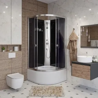 Душевая кабина Niagara Eco E80/40/TN/BK 80x80 см без крыши профиль хром стекло тонированное