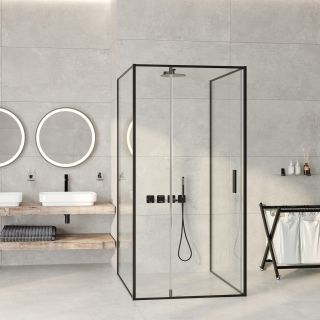 Душевой уголок WasserKRAFT Elbe 74P43 90x90 см профиль чёрный матовый стекло прозрачное