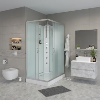 Душевая кабина Niagara NG-43185-14QBKTG с гидромассажем 110x80см серебро/матовое