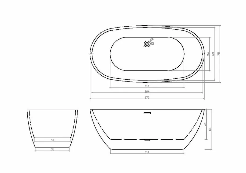 Ванна акриловая Ceruttispa d'Iseo MB CT9906 160x75 см чёрный матовый