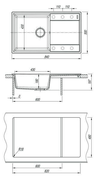 Кухонная мойка Lemark Imandra 840 9910032 бежевый