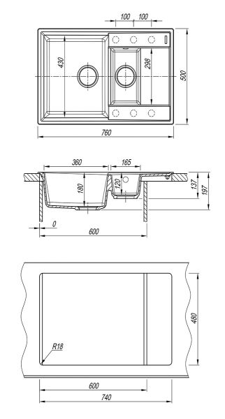 Кухонная мойка Lemark Ramza 760 9910042 шампань