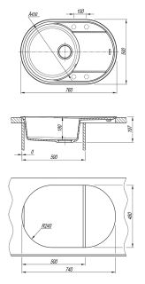 Кухонная мойка Lemark Lacha 760 9910056 бежевый
