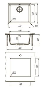 Кухонная мойка Lemark Sinara 440-U 9910068 бежевый