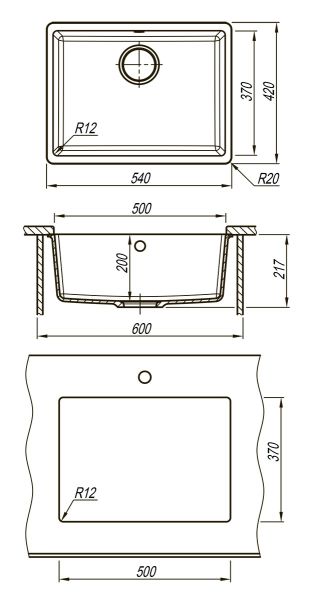 Кухонная мойка Lemark Sinara 540-U 9910078 шампань
