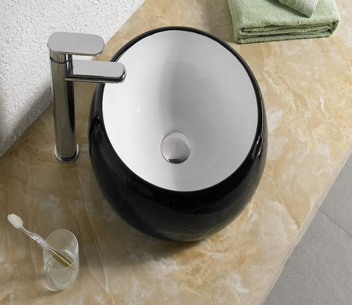 Раковина CeramaLux 5004BW бело-черная 40 см