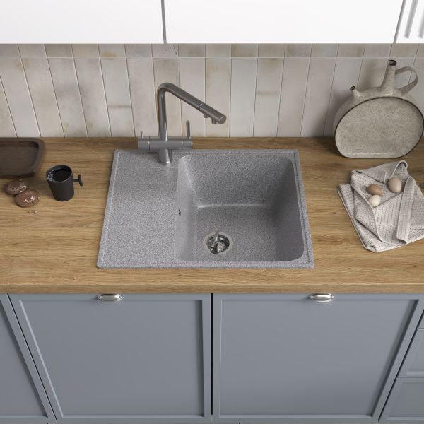 Мойка кухонная Reflexion Plato 57-GR RX1457GR гравий