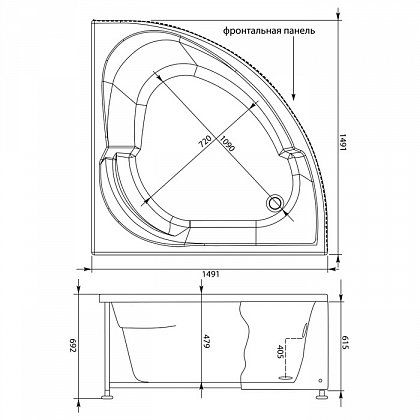 Акриловая ванна Aquanet Bali 150x150 без гидромассажа