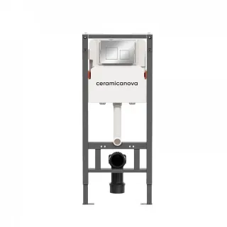 Комплект Ceramicanova подвесной унитаз Play Rimless+ инсталляция Balance кнопка Square хром
