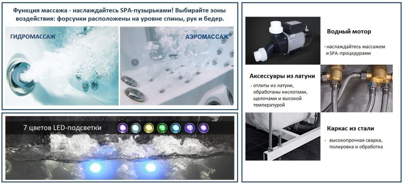 Акриловая ванна Cerutti SPA C-494-17L гидромассажная 170x80 см