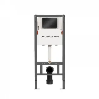 Комплект Ceramicanova подвесной унитаз Play Rimless+ инсталляция Balance кнопка Square чёрный матовый