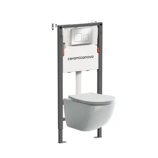 Комплект Ceramicanova подвесной унитаз Forma Rimless инсталляция Balance кнопка Square хром