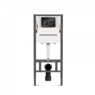 Комплект Ceramicanova подвесной унитаз Mono Rimless+ инсталляция Balance кнопка Circle чёрный матовый